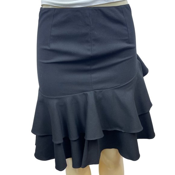 Ralph Lauren Women’s Black Ruffle Knee Length Skirt Sz 4 - NWT - Picture 2 of 8